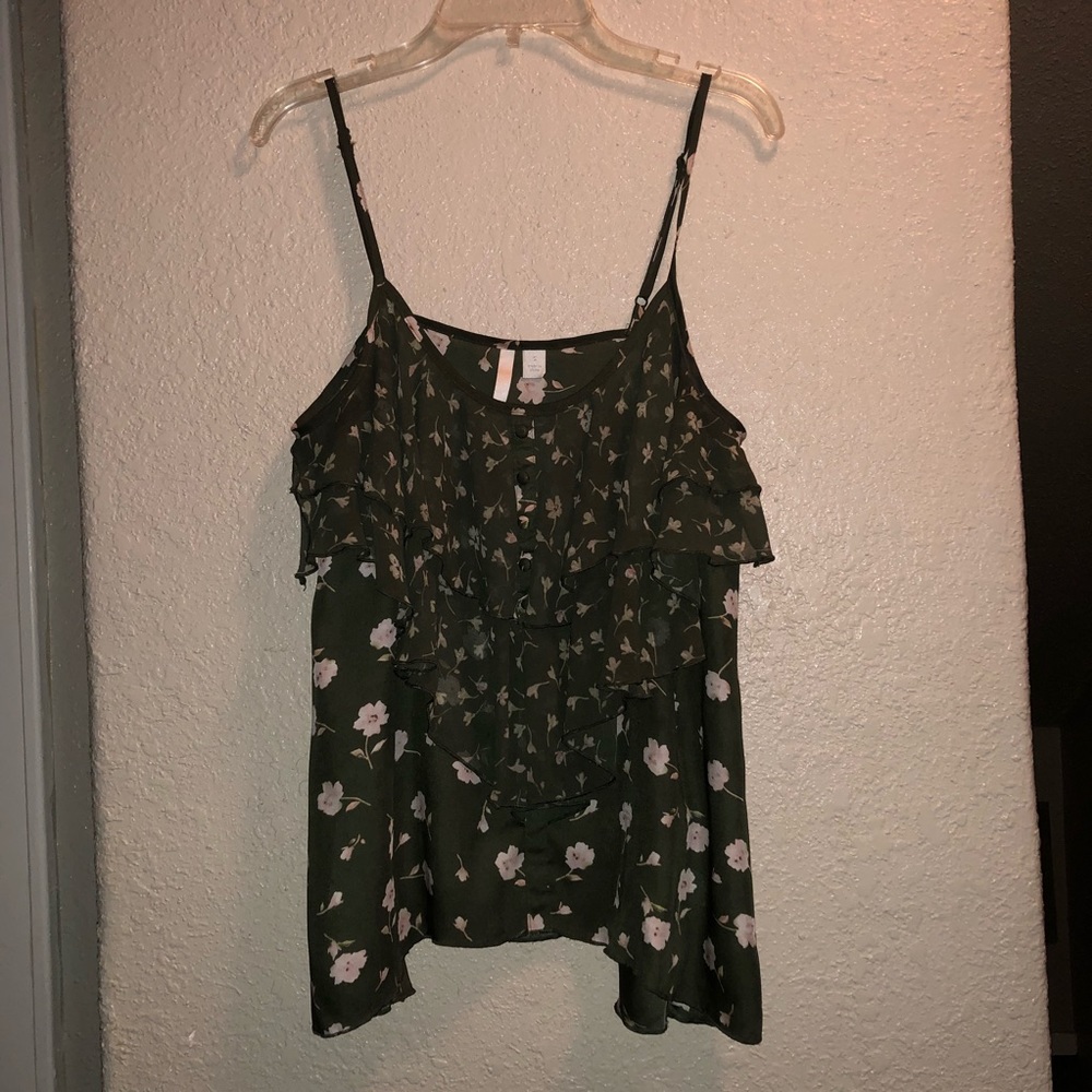 Lauren Conrad Olive Flowy Top